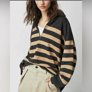 NWOT Free People Coastal Stripe Pullover Sweater Size XS